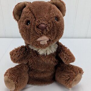 Vintage Caltoy Brown Benton Bear Plush Hand Puppet 10" Stuffed Animal Cream Neck
